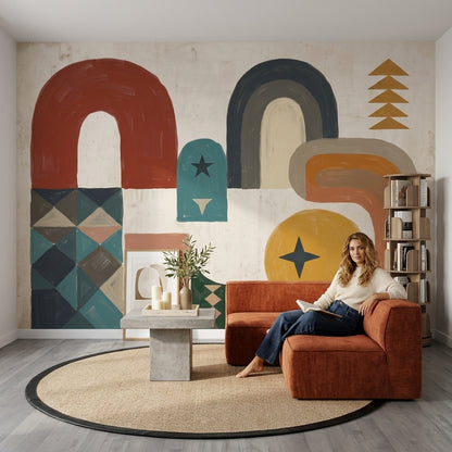 Mid Century Modern Wallpaper Totem Wall Mural