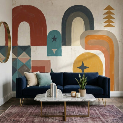 Mid Century Modern Wallpaper Totem Wall Mural