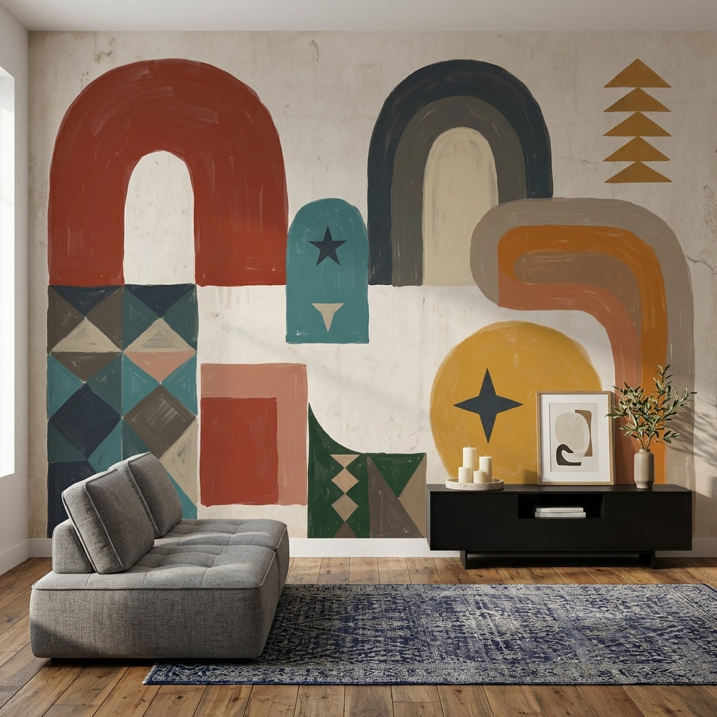 Mid Century Modern Wallpaper Totem Wall Mural