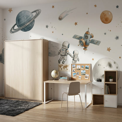 White Background Wallpaper Space Kids Removable Wall Decor