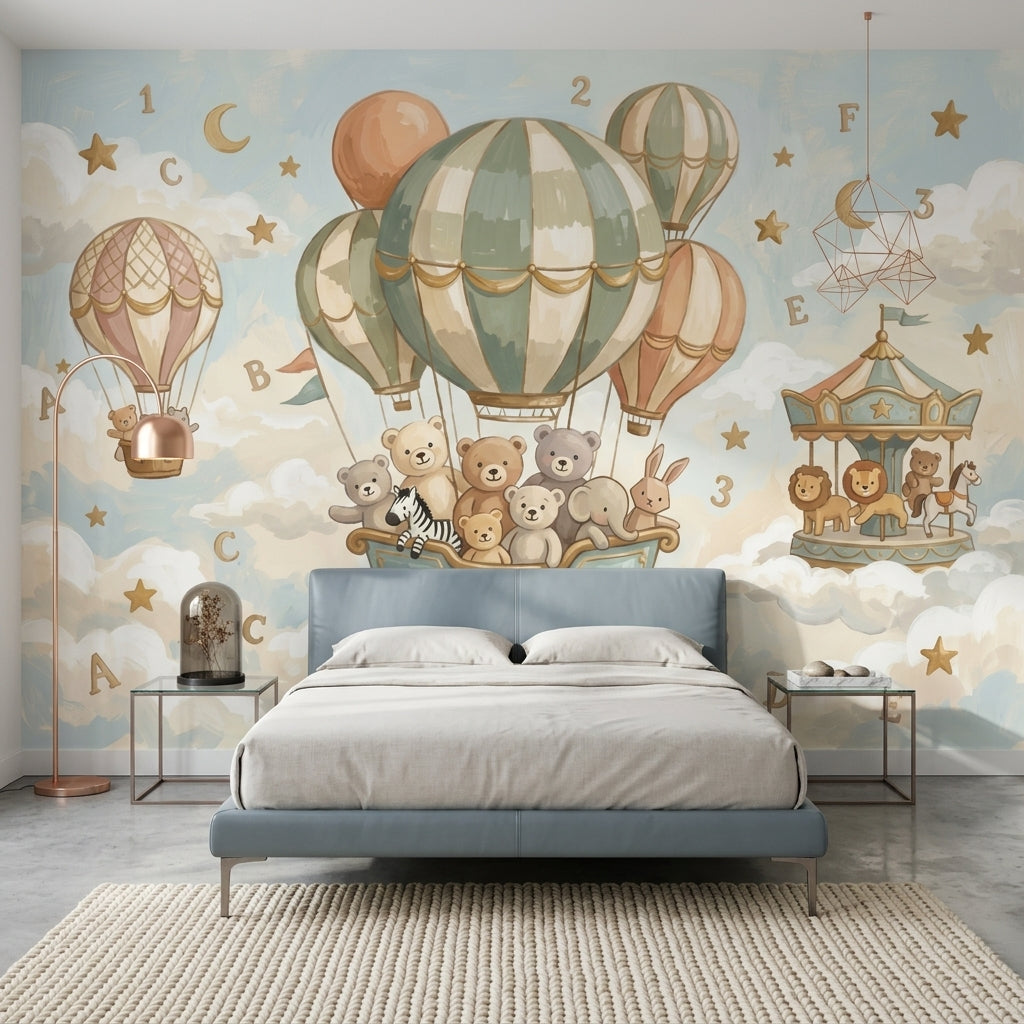 Muted Green Wallpaper Beige Clouds Beige Clouds Wall Mural