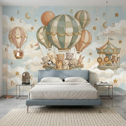 Muted Green Wallpaper Beige Clouds Beige Clouds Wall Mural