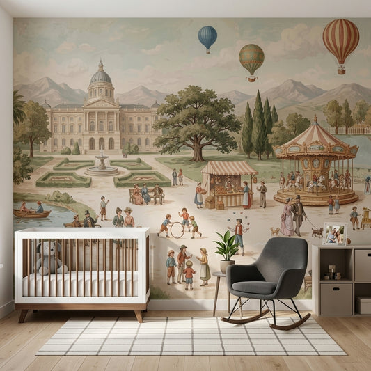 Cloudy Sky Wallpaper Palace Garden Vintage Removable Wall Decor