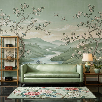 Muted Green Wallpaper Pastel Green Removable Sage Green Wall Decor