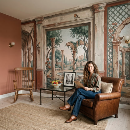 Classical Courtyard Wallpaper Mediterranean Villa Roman Columns Wall Mural