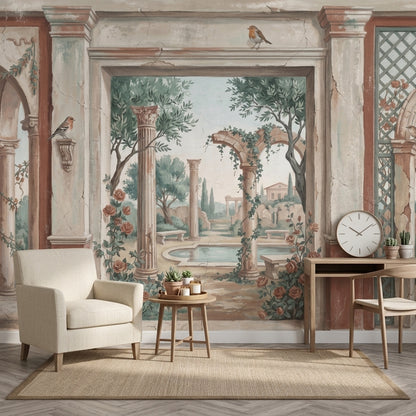 Classical Courtyard Wallpaper Mediterranean Villa Roman Columns Wall Mural