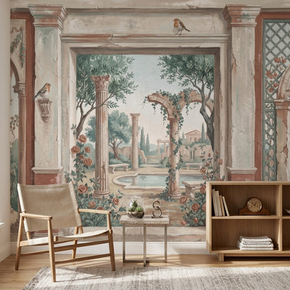 Classical Courtyard Wallpaper Mediterranean Villa Roman Columns Wall Mural