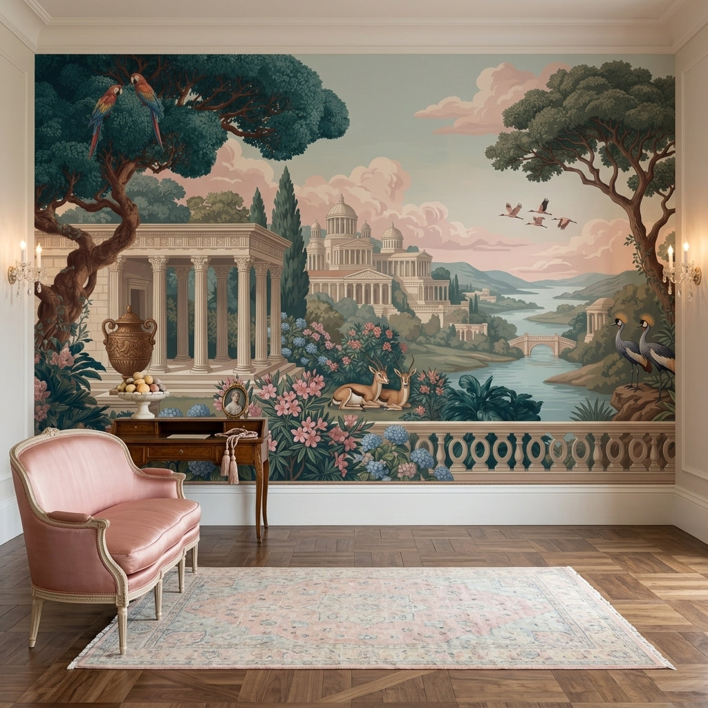 Classical Landscape Wallpaper Mediterranean Garden Neoclassical Architecture Removable Wall Decor