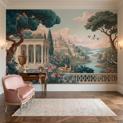 Classical Landscape Wallpaper Mediterranean Garden Neoclassical Architecture Removable Wall Decor