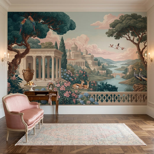 Classical Landscape Wallpaper Mediterranean Garden Neoclassical Architecture Removable Wall Decor