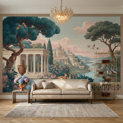 Classical Landscape Wallpaper Mediterranean Garden Neoclassical Architecture Removable Wall Decor