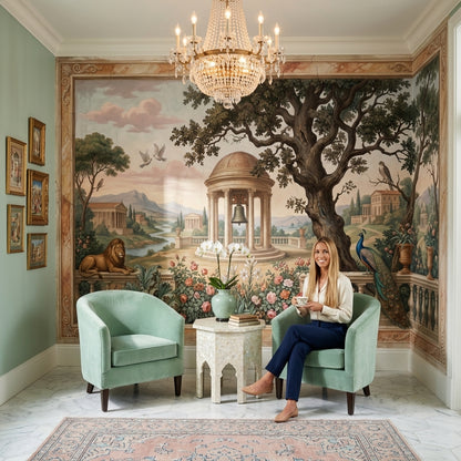 Classical Landscape Mural Wallpaper Mediterranean Villa Neoclassical Rotunda Wall Mural