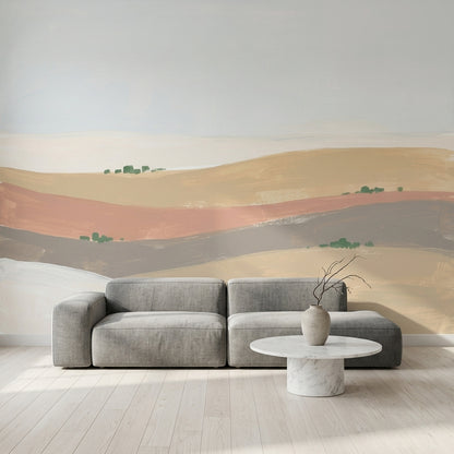 Abstract Landscape Wallpaper Rolling Hills Minimalist Wall Mural