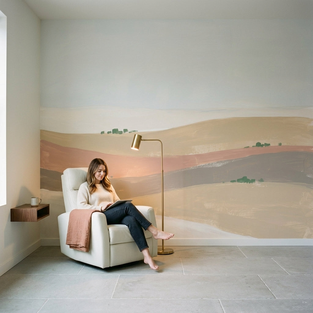 Abstract Landscape Wallpaper Rolling Hills Minimalist Wall Mural