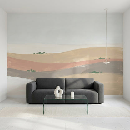 Abstract Landscape Wallpaper Rolling Hills Minimalist Wall Mural