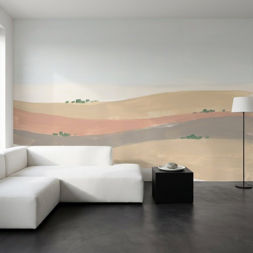 Abstract Landscape Wallpaper Rolling Hills Minimalist Wall Mural