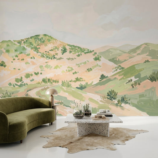 Rolling Hills Wallpaper Landscape Removable Watercolor Wall Decor