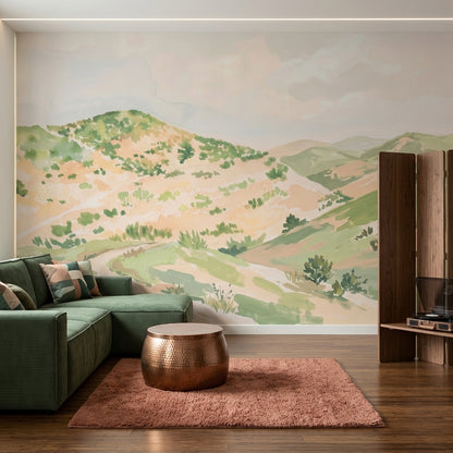 Rolling Hills Wallpaper Landscape Removable Watercolor Wall Decor