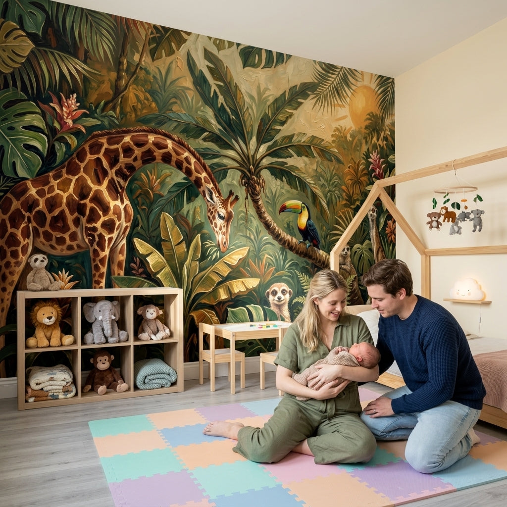 Tropical Jungle Wallpaper Giraffe Toucan Wall Mural