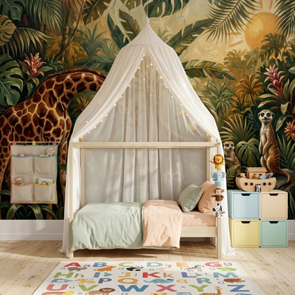 Tropical Jungle Wallpaper Giraffe Toucan Wall Mural