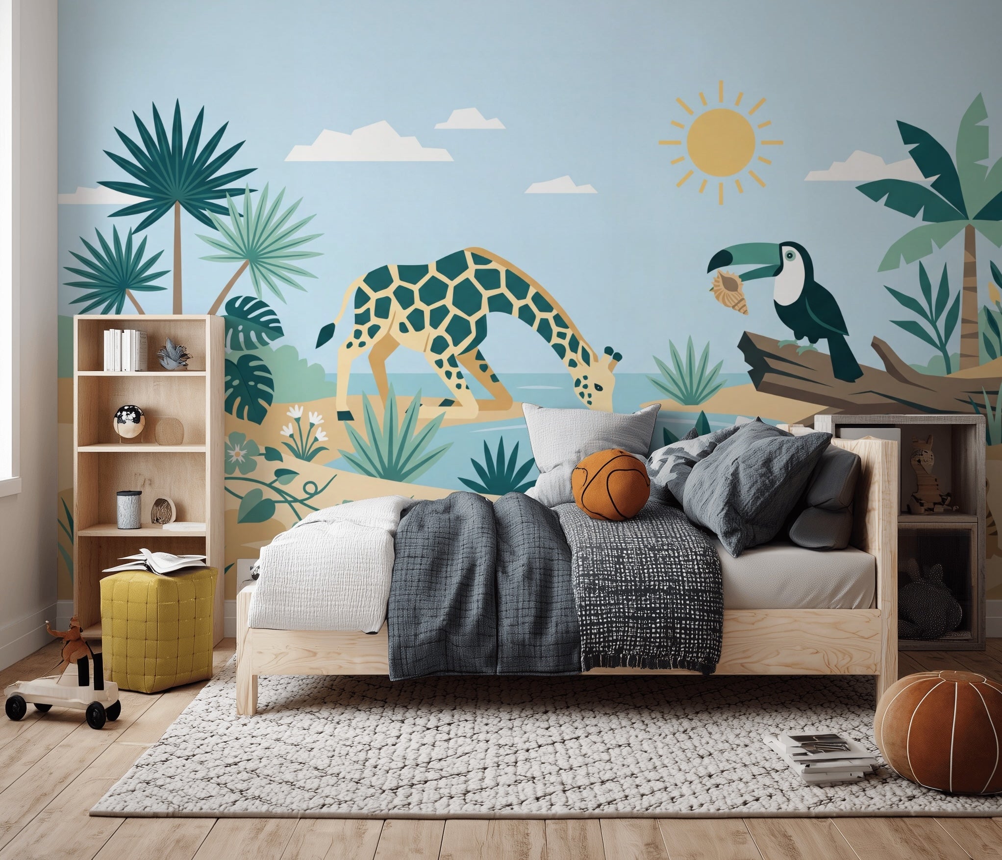 Tropical Wallpaper Safari Removable Watering Hole Wall Decor