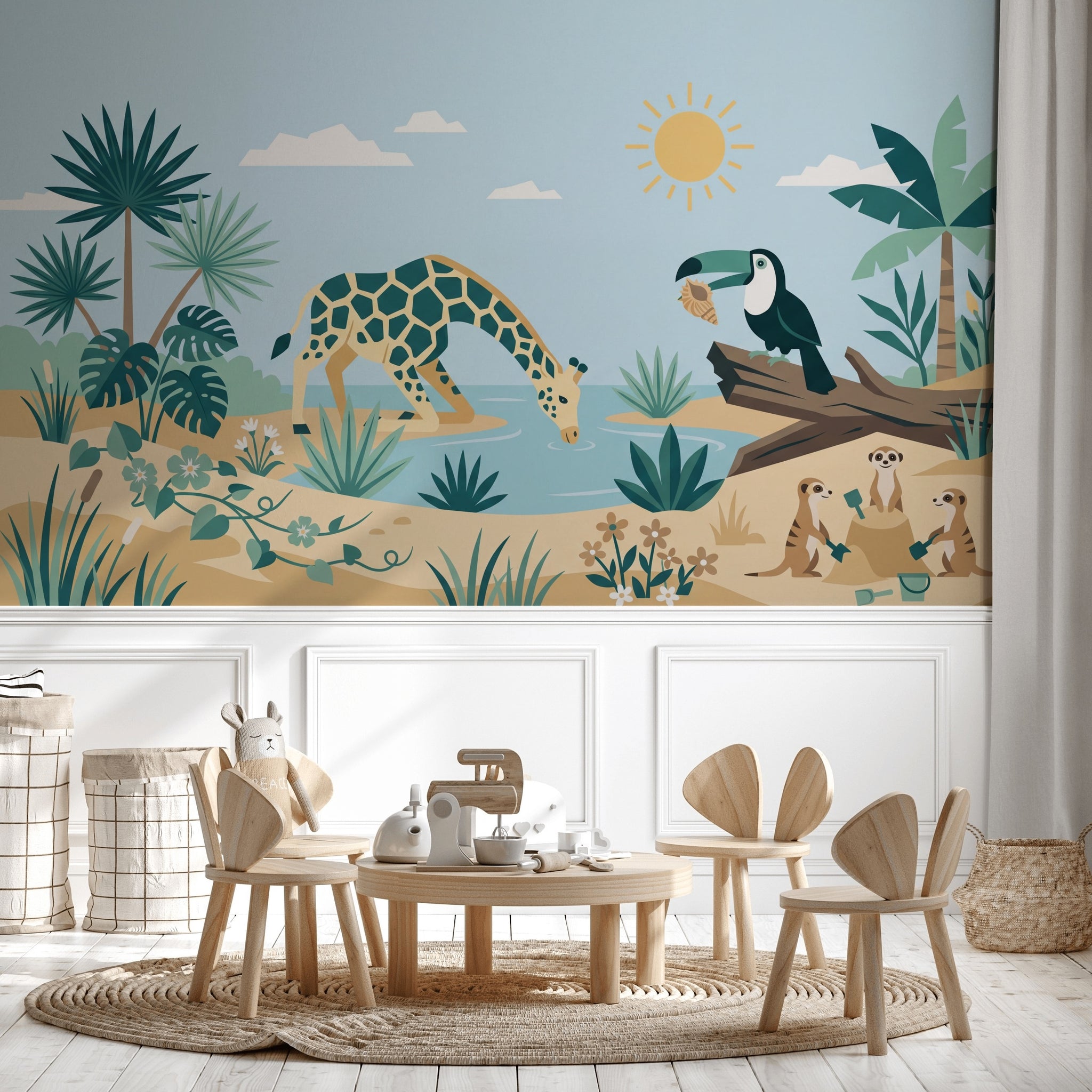 Tropical Wallpaper Safari Removable Watering Hole Wall Decor