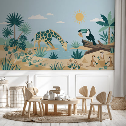 Tropical Wallpaper Safari Removable Watering Hole Wall Decor