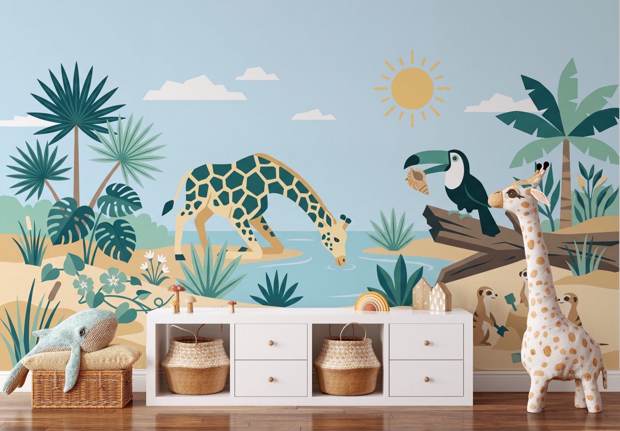 Tropical Wallpaper Safari Removable Watering Hole Wall Decor