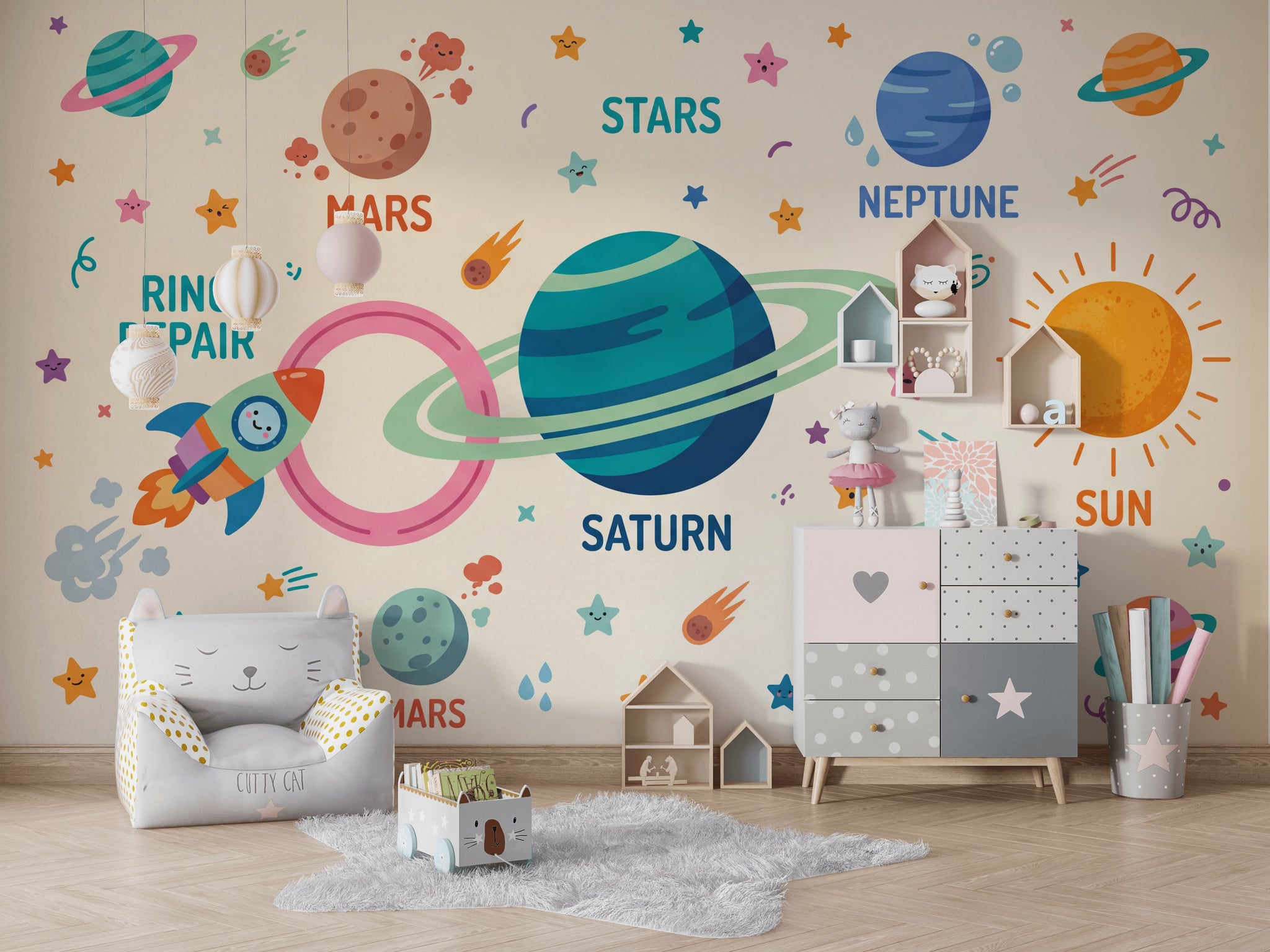 Saturn Wallpaper Space Planets Wall Mural