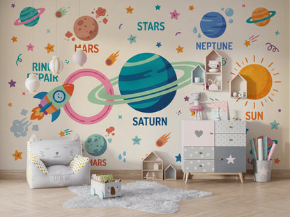 Saturn Wallpaper Space Planets Wall Mural