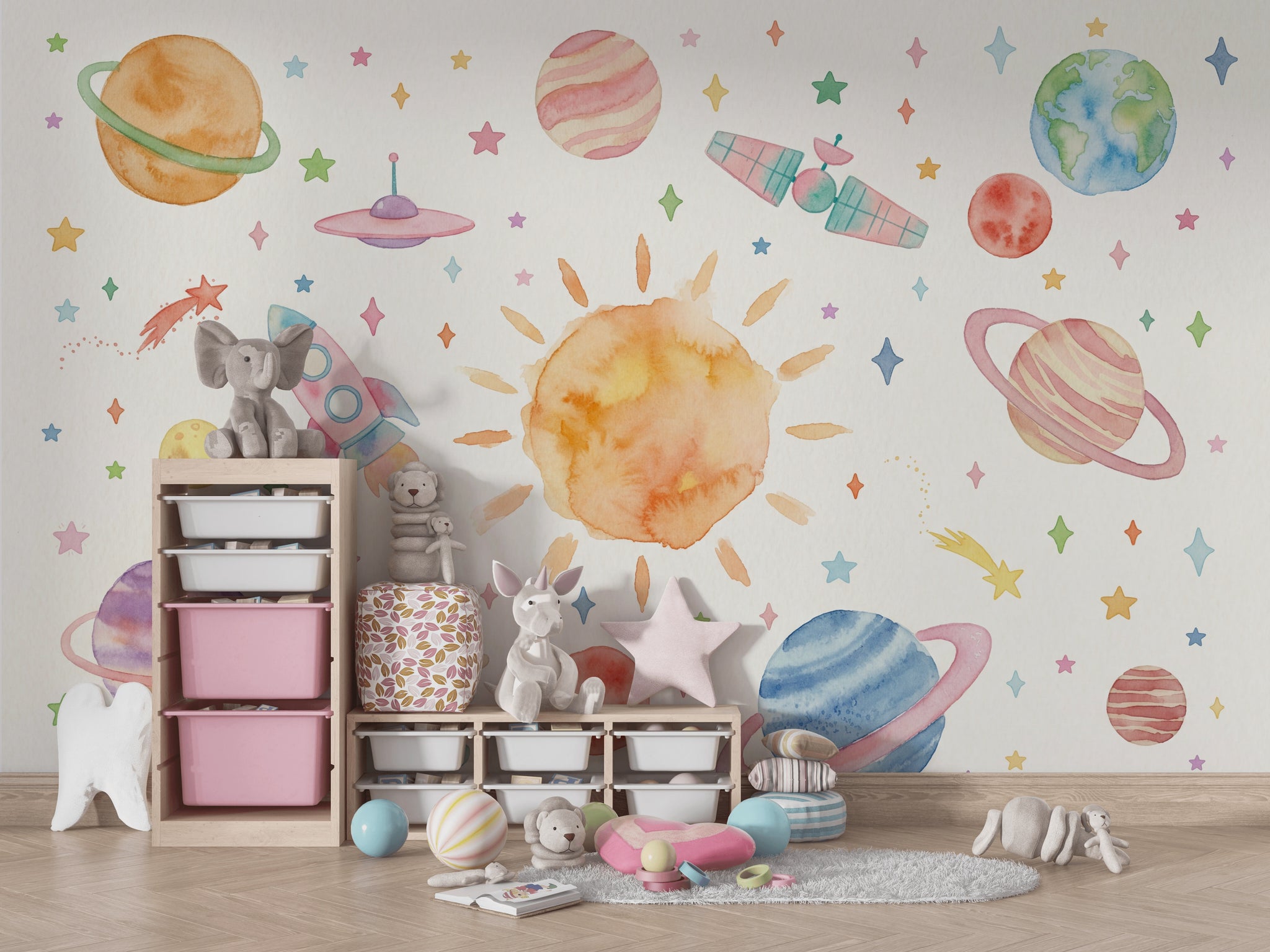 White Background Wallpaper Space Watercolor Wall Mural