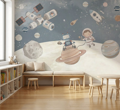Astronaut Floating Wallpaper Space Explorer Galaxy Wall Mural