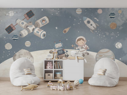 Astronaut Floating Wallpaper Space Explorer Galaxy Wall Mural