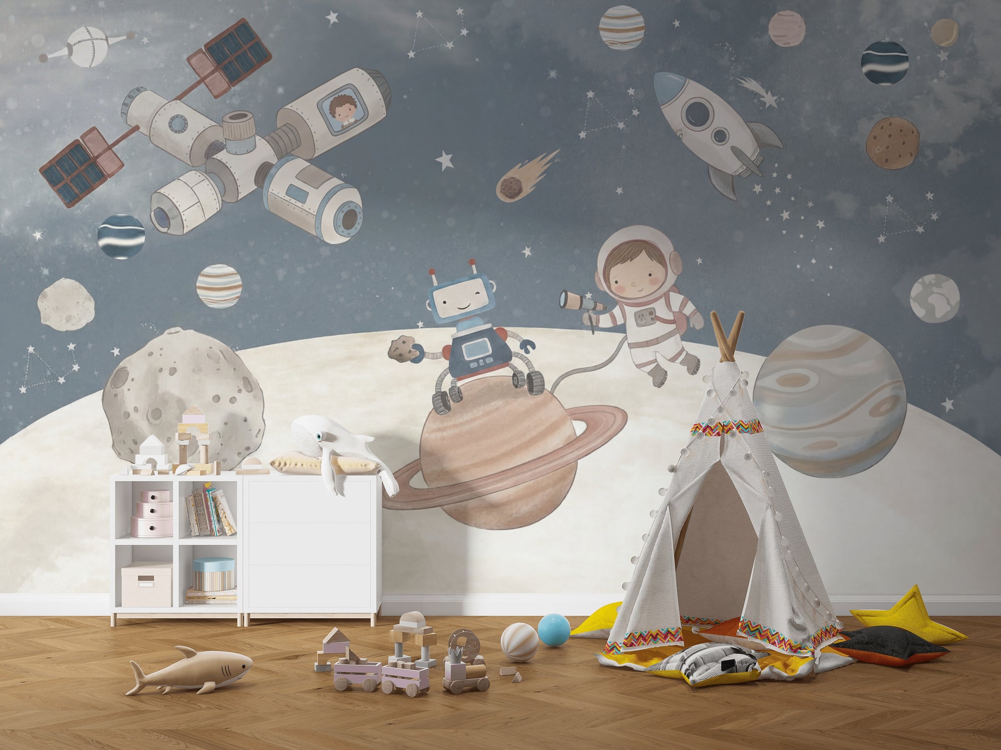 Astronaut Floating Wallpaper Space Explorer Galaxy Wall Mural
