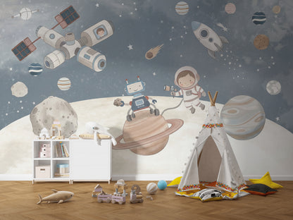 Astronaut Floating Wallpaper Space Explorer Galaxy Wall Mural