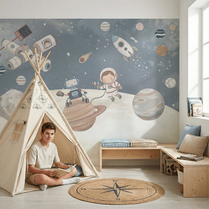 Astronaut Floating Wallpaper Space Explorer Galaxy Wall Mural