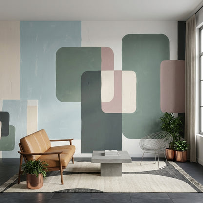 Muted Green Wallpaper Mid Century Modern Removable Wall Decor
