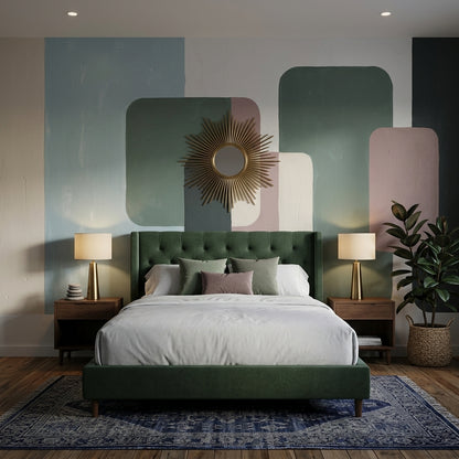 Muted Green Wallpaper Mid Century Modern Removable Wall Decor
