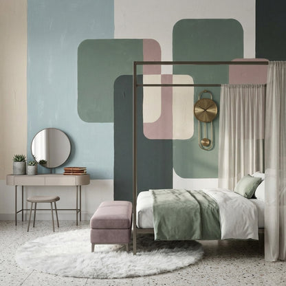 Muted Green Wallpaper Mid Century Modern Removable Wall Decor