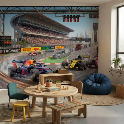 Formula 1 Wallpaper Race Track Pit Lane Removable Wall Decor