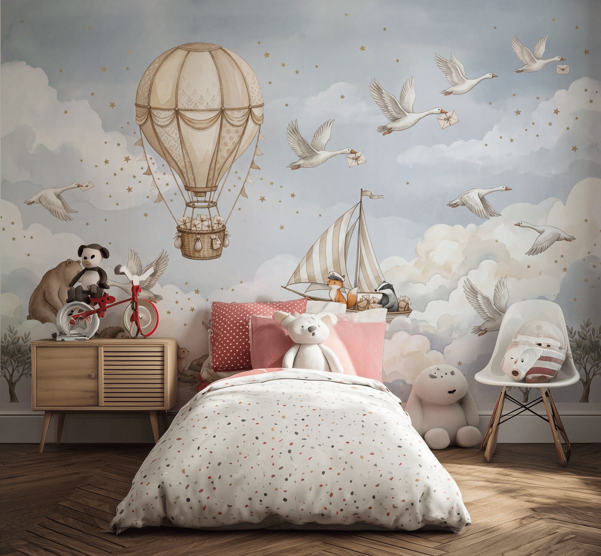 Hot Air Balloon Wallpaper Sky Nursery Wall Mural