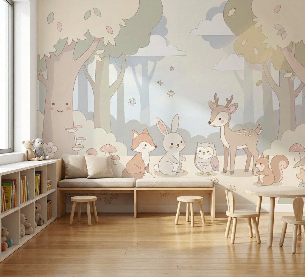 Whimsical Forest Wallpaper Enchanted Woodland Removable Nursery Wall Decor