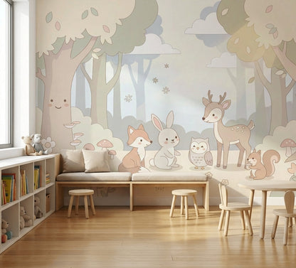 Whimsical Forest Wallpaper Enchanted Woodland Removable Nursery Wall Decor