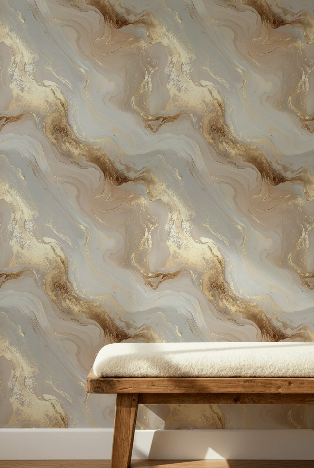Abstract Marble Wallpaper Fluid Swirl Metallic Gold Removable Wall Decor