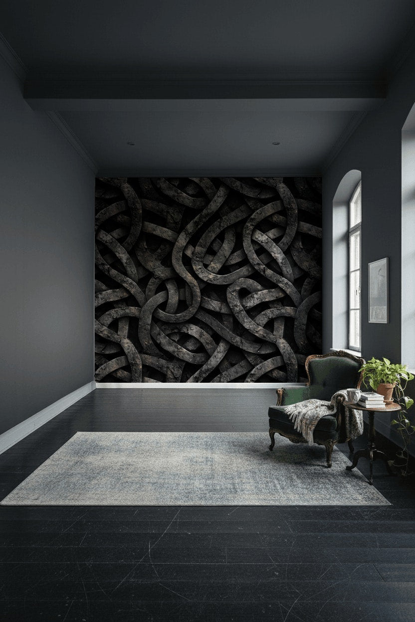 Interwoven Bands Wallpaper 3D Texture Industrial Decorative Mural