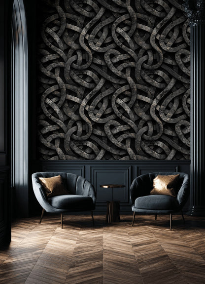 Interwoven Bands Wallpaper 3D Texture Industrial Decorative Mural
