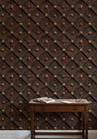 Weathered Metal Wallpaper Trellis Lattice Removable Rivets Wall Double Roll