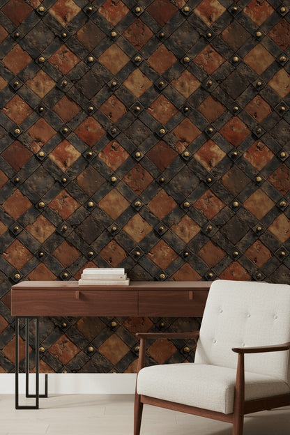 Studded Rivets Wallpaper Industrial Rustic Decorative Mural