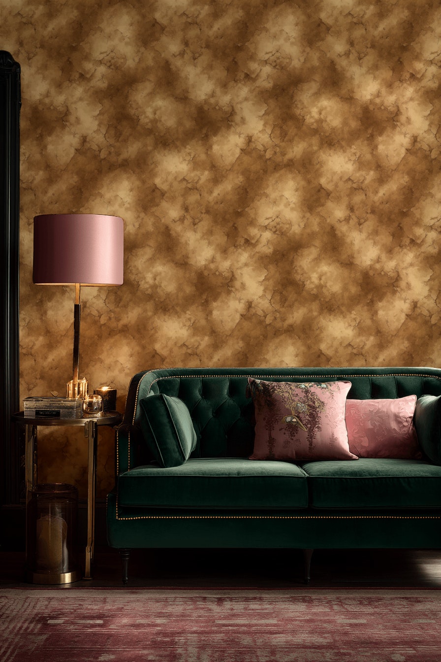 Marble Texture Wallpaper Stone Effect Warm Brown Decorative Mural