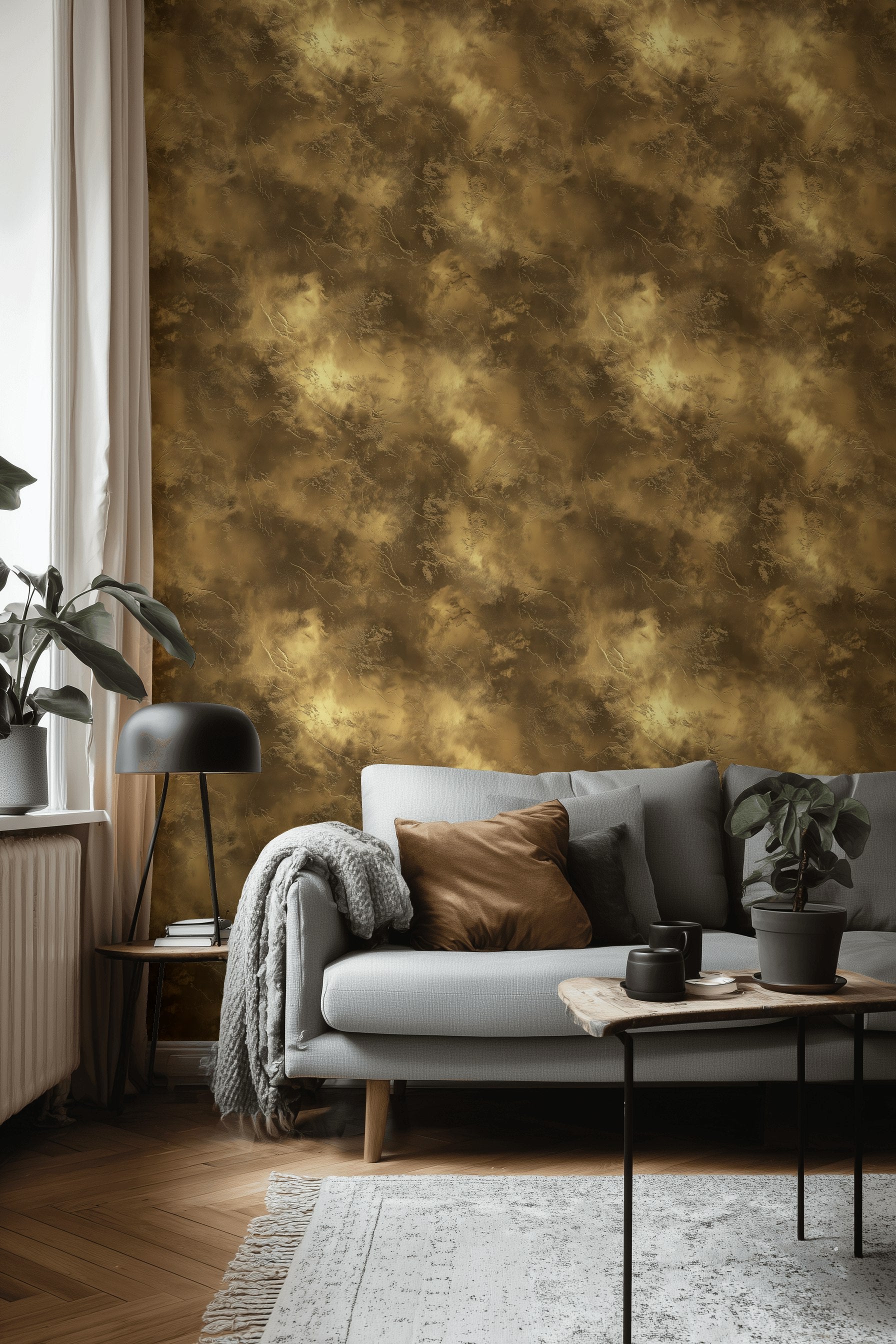 Metallic Gold Wallpaper Marble Texture Removable Abstract Stone Wall Decor